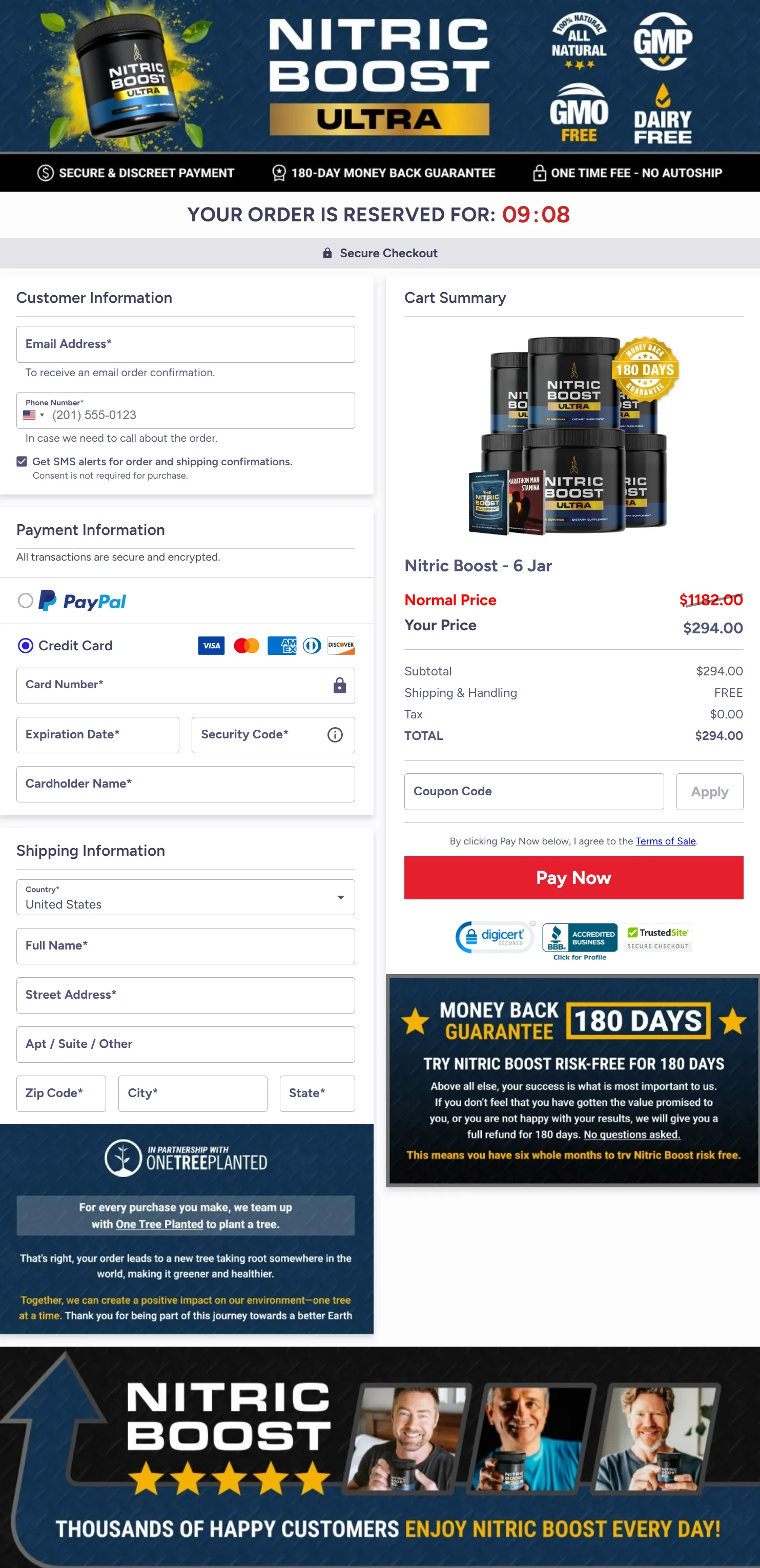 Nitric Boost Ultra checkout page